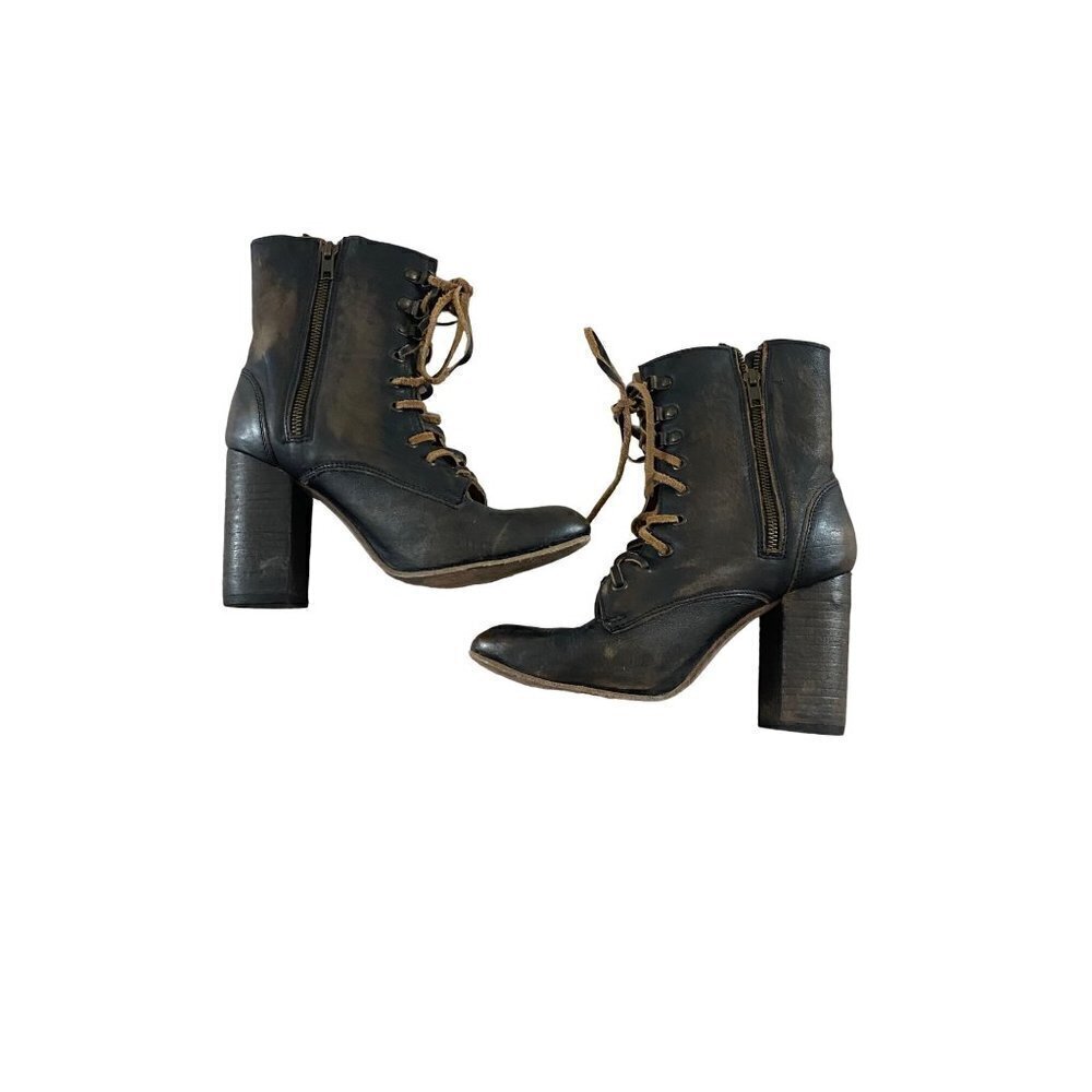 Freebirds By Steven Women's Holis Leather Distressed Lace Up Ankle Boots - 9